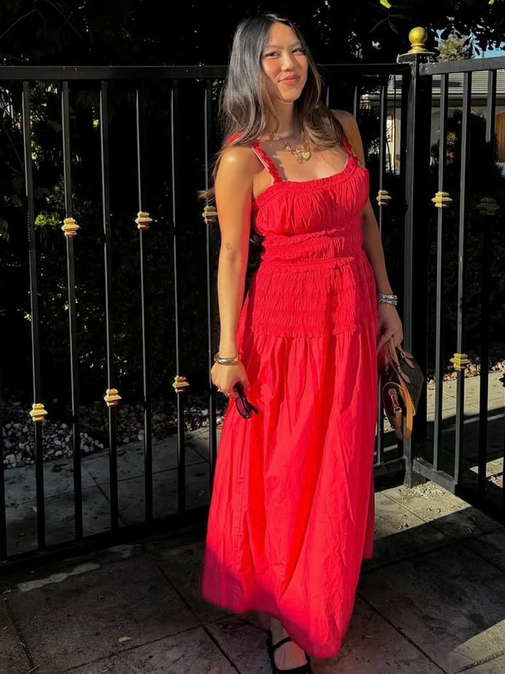 Doen marianne dress in carmine red xs nwot